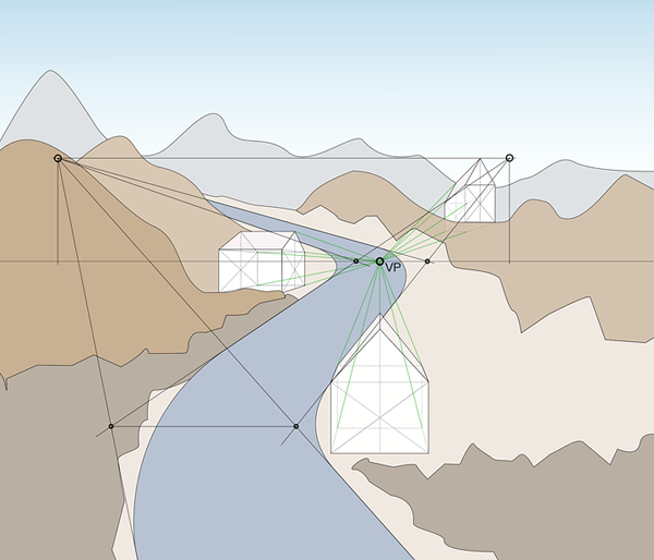 perspective landscape drawing