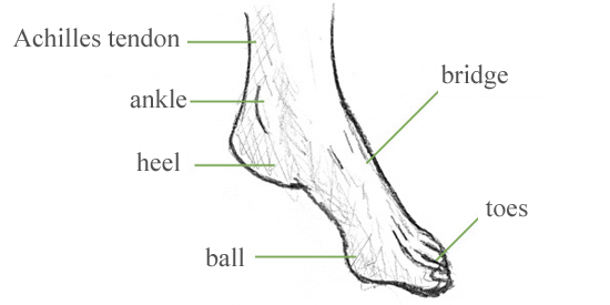 how to draw feet