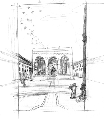 Sketch of a cityscape 